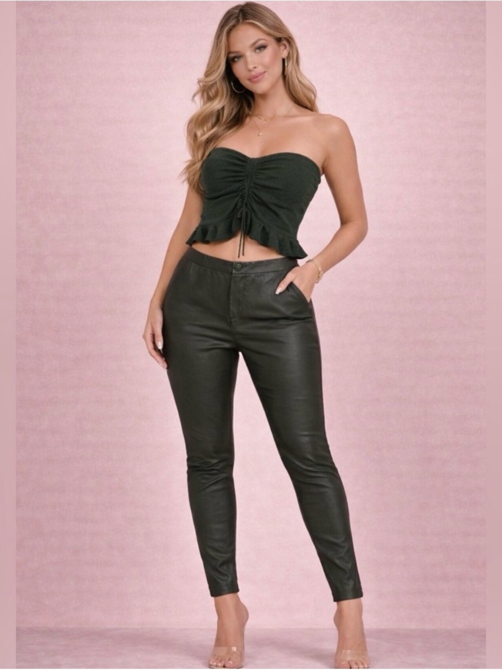 Zara Olive Green Skinny Pants